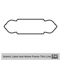 islamic märka och namn ram tunn linje översikt linjär svart stroke silhuetter design piktogram symbol visuell illustration vektor