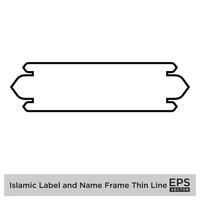 islamisch Etikette und Name Rahmen dünn Linie Gliederung linear schwarz Schlaganfall Silhouetten Design Piktogramm Symbol visuell Illustration vektor