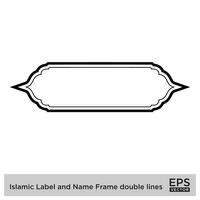 islamisch Etikette und Name Rahmen doppelt Linien Gliederung linear schwarz Schlaganfall Silhouetten Design Piktogramm Symbol visuell Illustration vektor