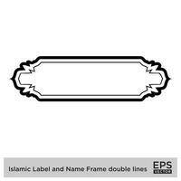 islamisch Etikette und Name Rahmen doppelt Linien Gliederung linear schwarz Schlaganfall Silhouetten Design Piktogramm Symbol visuell Illustration vektor