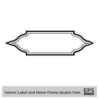 islamisch Etikette und Name Rahmen doppelt Linien Gliederung linear schwarz Schlaganfall Silhouetten Design Piktogramm Symbol visuell Illustration vektor