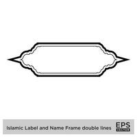 islamisch Etikette und Name Rahmen doppelt Linien Gliederung linear schwarz Schlaganfall Silhouetten Design Piktogramm Symbol visuell Illustration vektor