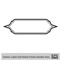 islamisch Etikette und Name Rahmen doppelt Linien Gliederung linear schwarz Schlaganfall Silhouetten Design Piktogramm Symbol visuell Illustration vektor