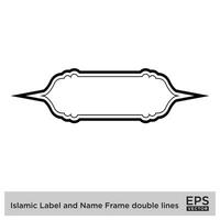 islamisch Etikette und Name Rahmen doppelt Linien Gliederung linear schwarz Schlaganfall Silhouetten Design Piktogramm Symbol visuell Illustration vektor