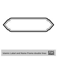 islamisch Etikette und Name Rahmen doppelt Linien Gliederung linear schwarz Schlaganfall Silhouetten Design Piktogramm Symbol visuell Illustration vektor