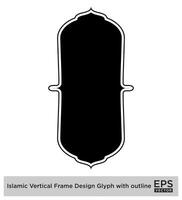 islamisch Vertikale Rahmen Design Glyphe mit Gliederung schwarz gefüllt Silhouetten Design Piktogramm Symbol visuell Illustration vektor