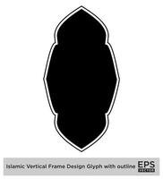 islamisch Vertikale Rahmen Design Glyphe mit Gliederung schwarz gefüllt Silhouetten Design Piktogramm Symbol visuell Illustration vektor