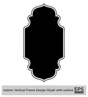 islamisch Vertikale Rahmen Design Glyphe mit Gliederung schwarz gefüllt Silhouetten Design Piktogramm Symbol visuell Illustration vektor