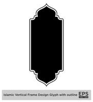 islamisch Vertikale Rahmen Design Glyphe mit Gliederung schwarz gefüllt Silhouetten Design Piktogramm Symbol visuell Illustration vektor