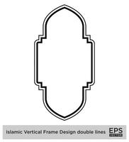 islamic vertikal ram design dubbel- rader svart stroke silhuetter design piktogram symbol visuell illustration vektor