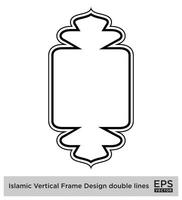 islamic vertikal ram design dubbel- rader svart stroke silhuetter design piktogram symbol visuell illustration vektor