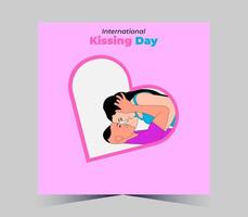 internationell kissing dag affisch med par kissing vektor