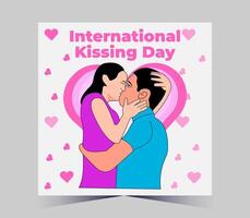 internationell kissing dag affisch med par kissing vektor