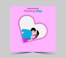 internationell kissing dag affisch med par kissing vektor