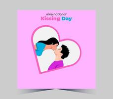 internationell kissing dag affisch med par kissing vektor