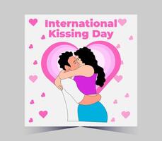 internationell kissing dag affisch med par kissing vektor