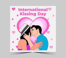 internationell kissing dag affisch med par kissing vektor