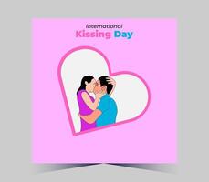 internationell kissing dag affisch med par kissing vektor