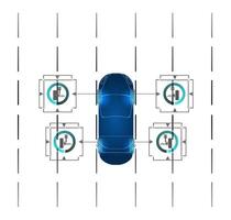 Fahren Suspension Arbeit Steuerung System ohne Treiber Hilfe. sicher Fahren. Vektor futuristisch Auto Benutzer Schnittstelle hud ui Hologramm von das Auto