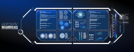 futuristisch Vektor hud Schnittstelle Bildschirm Design. Digital Beschriftungen Titel. hud ui gui futuristisch Benutzer Schnittstelle Bildschirm Elemente Satz.