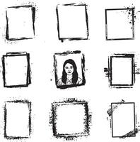 svart och vit uppsättning av grunge Foto kant porträtt ram, vektor på isolerat vit bakgrund