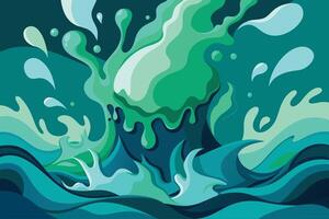 abstrakt konst kricka blå grön lutning måla bakgrund med flytande vätska grunge textur bakgrund vektor