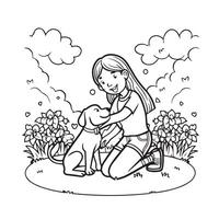 Mädchen mit Hund Karikatur Design, Tier Zoo Leben Natur Charakter Kindheit und bezaubernd Thema Vektor Illustration