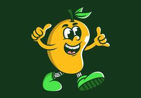 süß Mango Maskottchen Charakter Karikatur im Gelb Farbe Illustration. isoliert Hintergrund vektor