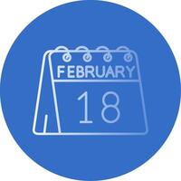 18: e av februari lutning linje cirkel ikon vektor