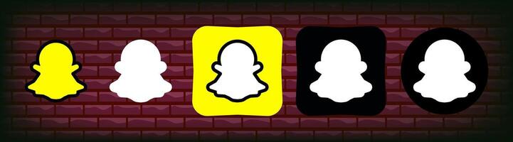 Sammlung von anders Snapchat Symbole. Sozial Medien Logo. Linie Kunst und eben Stil isoliert auf Weiß Hintergrund. Vektor Linie Symbol zum Geschäft und Werbung