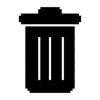 schwarz Müll können Linie Symbol. Recycling, Deponie, Reinigung, Container, Ökologie, Sauberkeit, Schmutz, Pixel Stil. mehrfarbig Symbol auf Weiß Hintergrund vektor