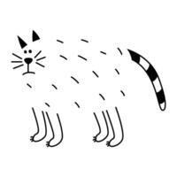 einfach abstrakt traurig Katze Gekritzel Illustration. Fett Tier Clip Art. komisch Element zum drucken Design, Logo, Verpackung. Vektor Hand gezeichnet Bild isoliert auf Weiß Hintergrund. Comic Zeichnung.