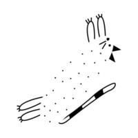enkel abstrakt Hoppar katt klotter illustration. fett djur- ClipArt. rolig element för skriva ut design, logotyp, förpackning. vektor hand dragen bild isolerat på vit bakgrund. komisk teckning.