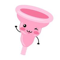 Menstruation- Tasse. Damen intim Hygiene Artikel. glücklich kawaii Charakter. vektor