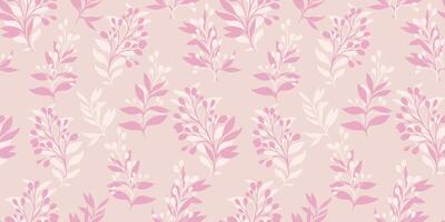 enkel sömlös mönster med abstrakt kontur silhuett grenar löv. pastell rosa monoton tropisk botanisk bakgrund. vektor hand dragen skiss. mall för design, skriva ut, mönstrad, collage