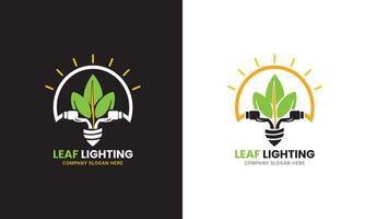 Grün Blatt Natur Grün Leistung Lampe Birne isoliert Grün Öko Energie Konzept Vektor Symbol