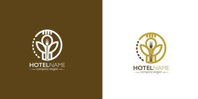 hotell restaurang varm te kaffe affär bås blad logotyp skog vektor