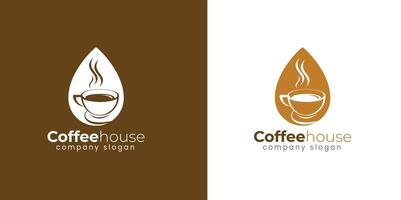 heiß Tee Kaffee Geschäft Stall Restaurant Essen Becher Cafe Logo Design Konzept vektor