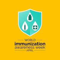Welt Immunisierung Woche beobachtete im zuletzt Woche von April von 24 .. zu 30. Banner, Poster, Flyer. Vektor Illustration. Vektor Illustration.