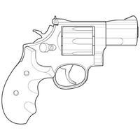 Revolver mit Linie Kunst Stil, Schießen Pistole, Waffe Illustration, Vektor Linie, Gewehr Illustration, modern Feuerwaffe, Militär- Konzept, Pistole Vektor.