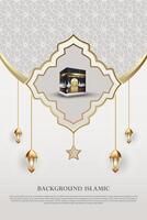 arabicum eller islamic tema bakgrund. med ett arabicum mönster och guld Ränder. ytterligare design element vektor