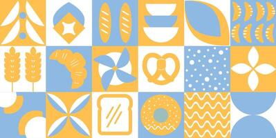 Backen und Dessert im modisch geometrisch Stil - - nahtlos Muster mit Symbole verbunden zu Bäckerei, Cafe, Cupcakes und Logo Design Vorlagen vektor