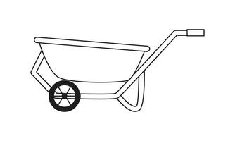 linear Schubkarre Symbol. Linie Kunst Symbol, unterzeichnen. Garten Ausrüstung, Wagen, Inventar. Kontur. schwarz und Weiß. editierbar Schlaganfall. vektor