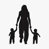 Mutter und Baby Silhouette, Mutter Tag Vektor Illustration Satz, Weiß Hintergrund.