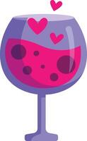 retro Valentinstag Tag Symbol Weinglas mit Herzen kostenlos vektor