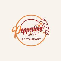 pepperoni pizza utsökt restaurang retro årgång logotyp design element vektor