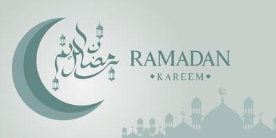 Ramadan kareem Mond Arabisch Kalligraphie, Vorlage zum Banner, Einladung, Poster, Karte zum das Feier von Muslim Gemeinschaft Festival vektor