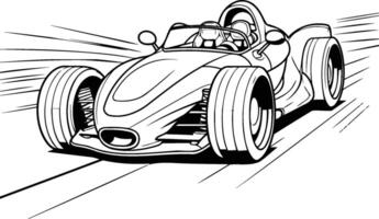Illustration von ein Jahrgang Rennen Auto im schwarz und Weiß Farben. vektor