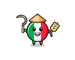 Italien flagga asiatisk bonde håller paddy vektor