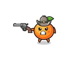 den mandarin orange cowboyen skjuter med en pistol vektor